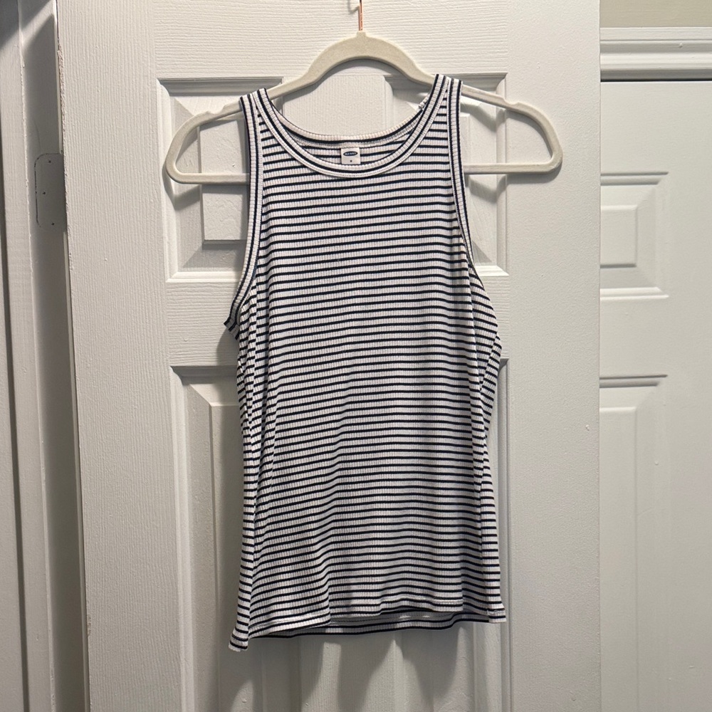 Old Navy Black and White Striped Tank Top
